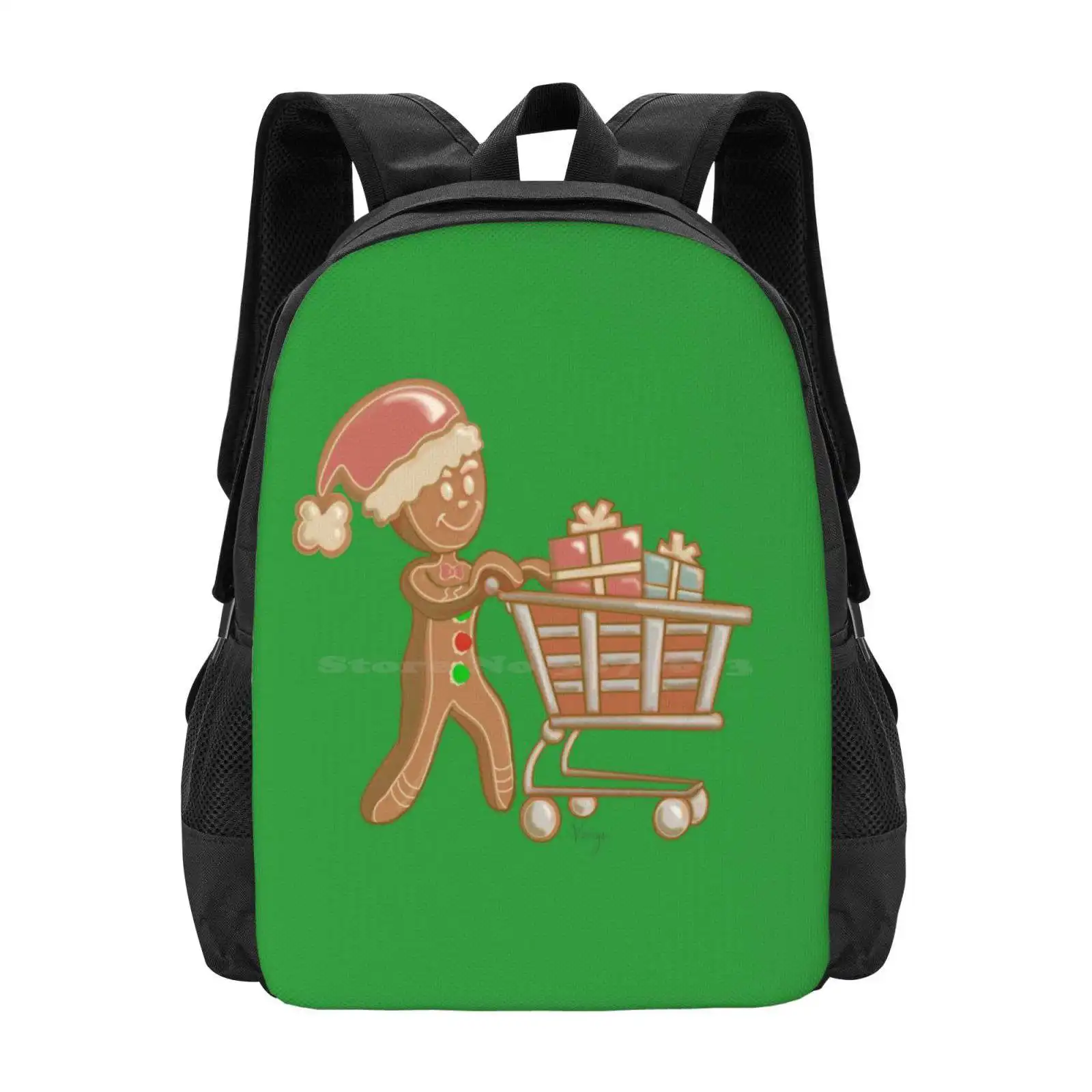 

Gingerbread Savvy Shopper Backpack For Student School Laptop Travel Bag Xmas Gingerbread Cookie Joy Happy Christmas Merry
