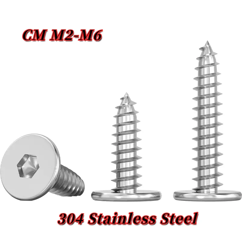 

CM 304 Stainless Steel Hex Hexagon Socket Ultra Thin Super Low Flat Head Tapping Screw M2 M2.6 M3 M4 M5 M6