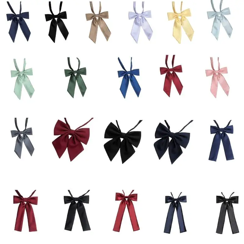 

X7YA Womens Silk Bow Tie, Ladies Satins Self Necktie/Ribbon BowTie For T-shirt Decoration Hotel Clerk Waitress Neck Wear Ties