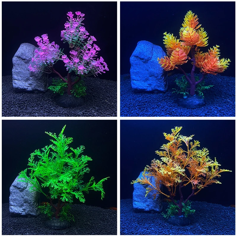 

Aquarium Plants Plastic Artificial Small Trees Realistic Water Plants Ornaments Fish for Tank Decorations 6 Inch Tall