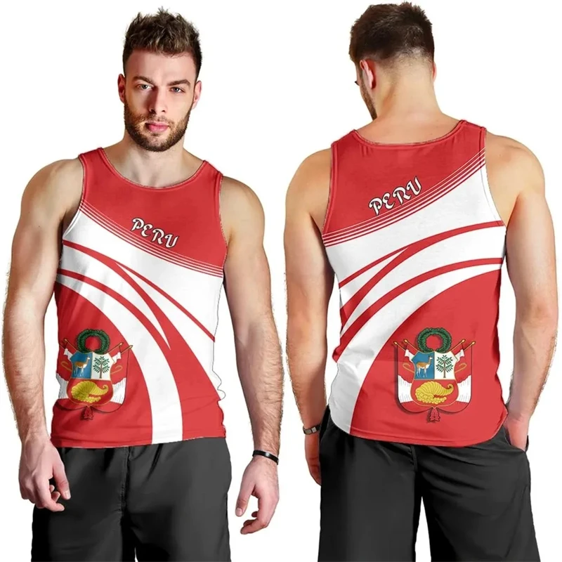 

Peru Flag Map 3D Printed Tank Top For Men Clothes Fahsion Sport Peruvian Vest Gym Sport Waistcoat Coat Of Arms Jersey Tops