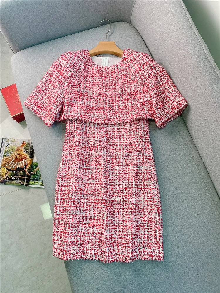 Tweed Round Neck Dress 2023 Spring New Commuter Short-sleeved Women's Fake Two-piece Cloak Design Slim Dress Free Shipping
Tweed Round Neck Dress 2023 Spring New Commuter Short-sleeved Women's Fake Two-piece Cloak Design Slim Dress Free Shipping