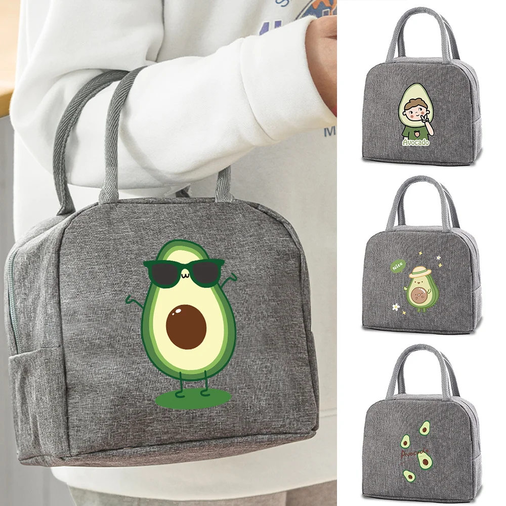 

Women Lunch Bag Thermal Insulated Lunch Box Tote Cooler Handbag Bento Pouch Avocado Print Dinner Container Food Storage Bags
