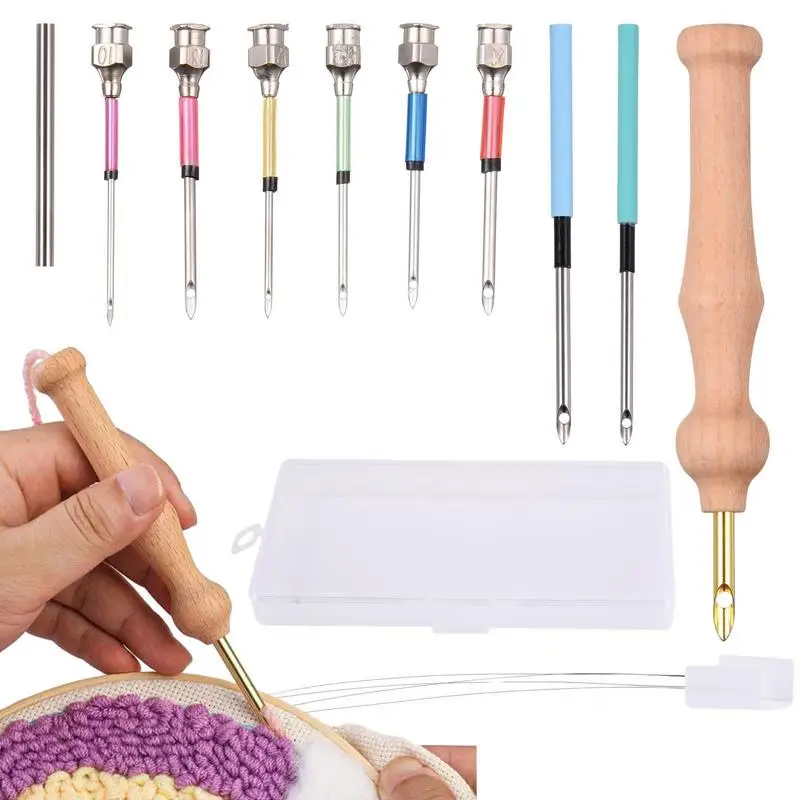 Punch Needle Kit Pen With Wooden Handle For Cross Stitching Tool Set With Clear Storage Box For Pillowcase Handmade DIY Artwork
Punch Needle Kit Pen With Wooden Handle For Cross Stitching Tool Set With Clear Storage Box For Pillowcase Handmade DIY Artwork