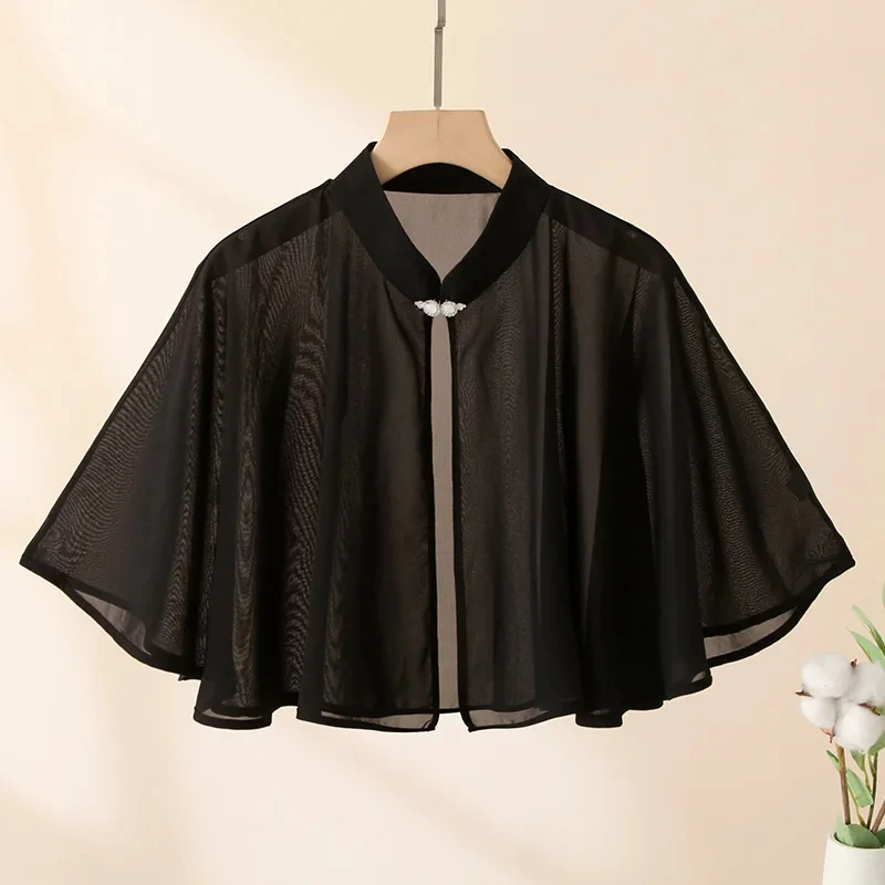 

Korean Thin Jacket Spring Short Air-Conditioning Cape Women Sun Protection Cardigan Summer Chiffon Cloak Sunscreen Shawl