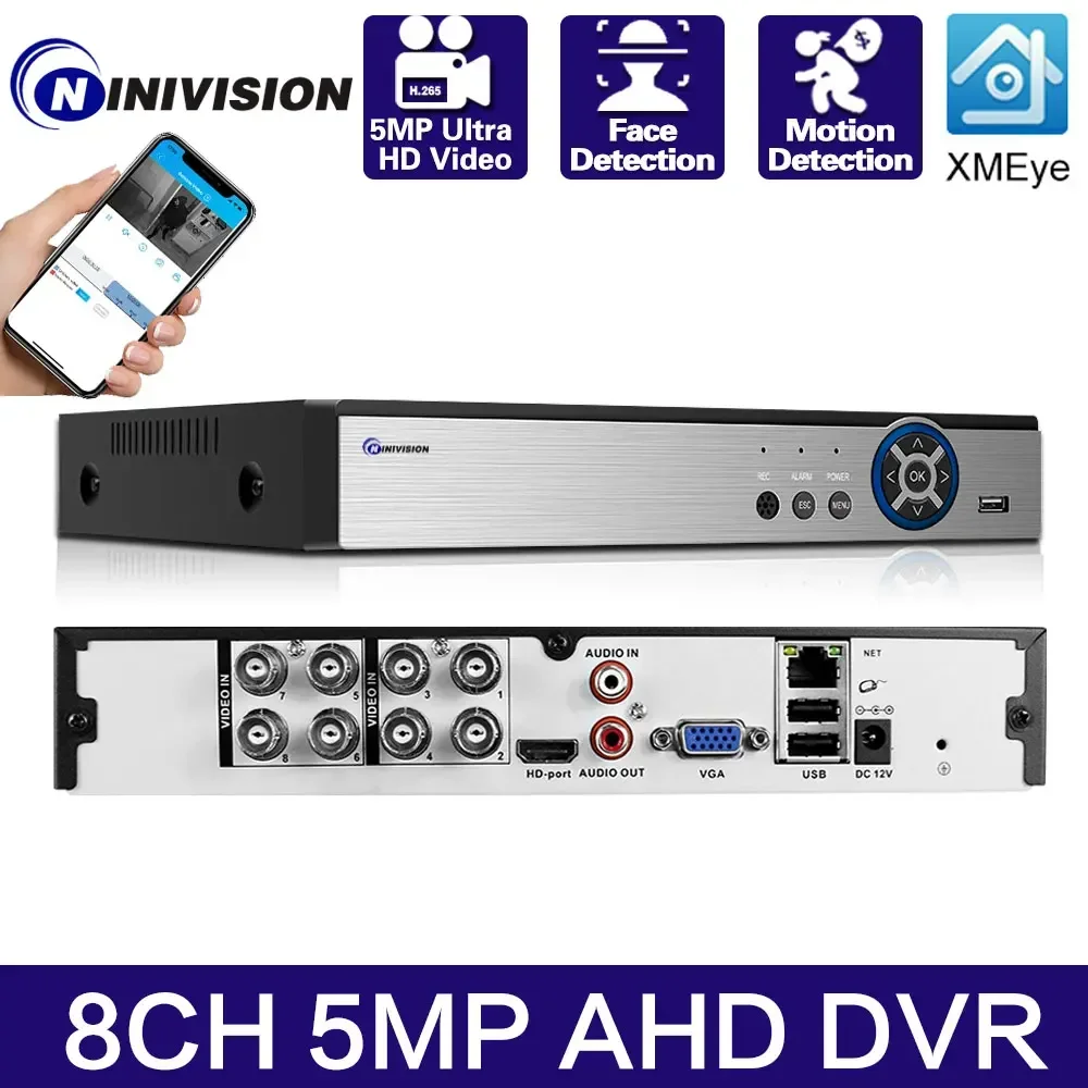 

Six In One CCTV Mini IP Camera DVR TVI CVI AHD CVBS Digital Recorder Supports 8CH 5MP AHD Camera Security Protection Hard Disk