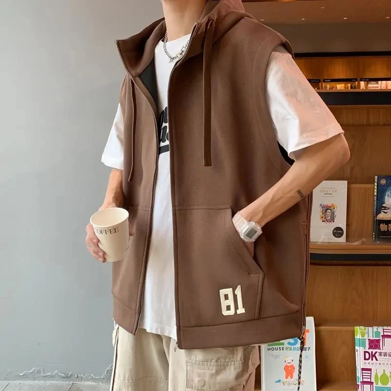 Summer Casual Shirt Tess Vest Men Loose Cool Boy Versatile Sports Tops Solid Hooded Sleeveless Undershirt Jacket Zipper
Summer Casual Shirt Tess Vest Men Loose Cool Boy Versatile Sports Tops Solid Hooded Sleeveless Undershirt Jacket Zipper