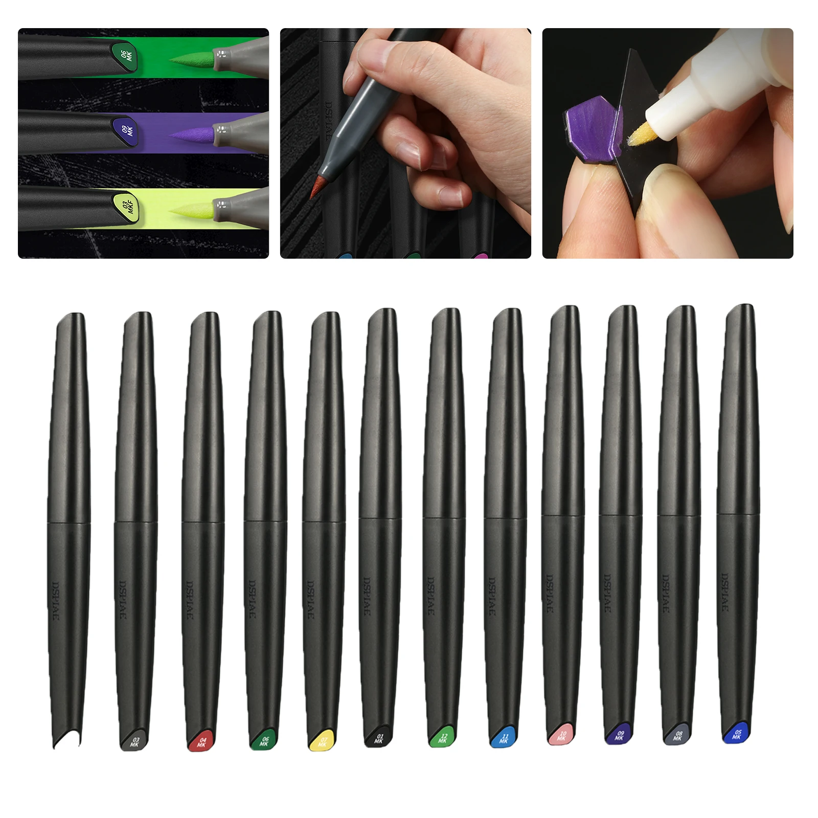 DSPIAE 12 Colors MK Brush Pen Environment-friendly Water-based Soft Head Marker Base Color Yellow Greem Pink Blue Orange 12pcs
DSPIAE 12 Colors MK Brush Pen Environment-friendly Water-based Soft Head Marker Base Color Yellow Greem Pink Blue Orange 12pcs