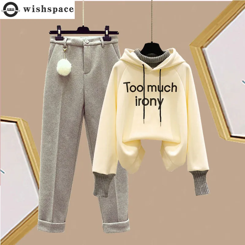 Autumn Winter 2022 New Korean Popular Sports Hoodie Flocked Woolen Pants Two Piece Elegant Women's Pants Set Student Sports Suit
Autumn Winter 2022 New Korean Popular Sports Hoodie Flocked Woolen Pants Two Piece Elegant Women's Pants Set Student Sports Suit