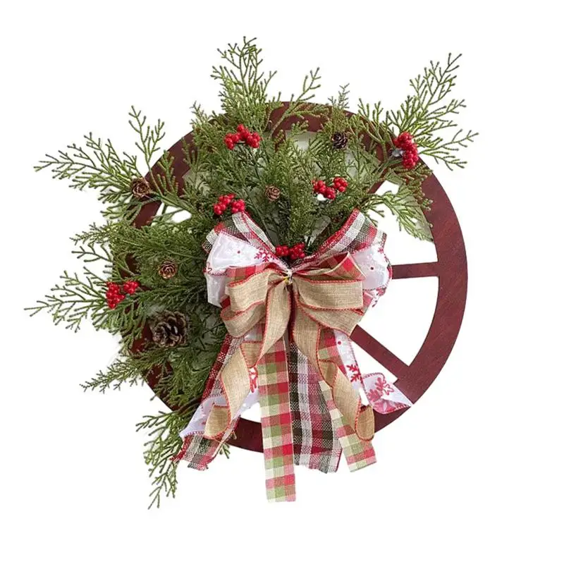 

Decorative Wreaths Christmas Party Wreath With Red Berries and LED Light Pine Cone For Door Wall Porch Window Home Decoration