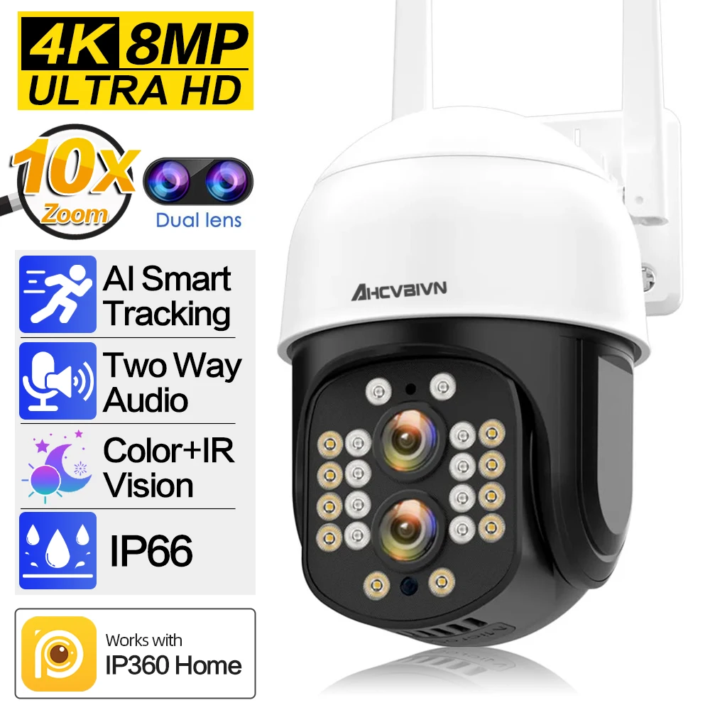 8Mp 4K Wifi Ip Camera Dual Lens 10X Zoom Ptz Camera Outdoor Waterproof Security Portection Ir Color Night Vision Smart Home
8Mp 4K Wifi Ip Camera Dual Lens 10X Zoom Ptz Camera Outdoor Waterproof Security Portection Ir Color Night Vision Smart Home