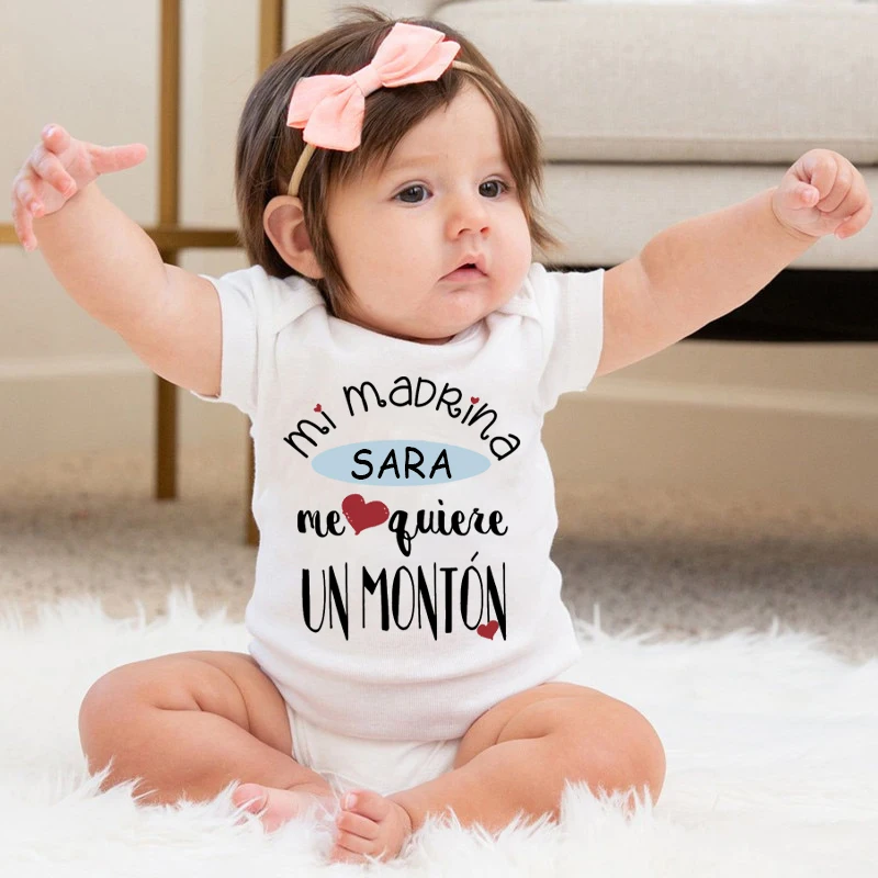 

Personalized Baby Bodysuit My Godmother Loves Me Very Much Print Infant Romper Custom Toddler Bodysuits Newbron Shower Gift