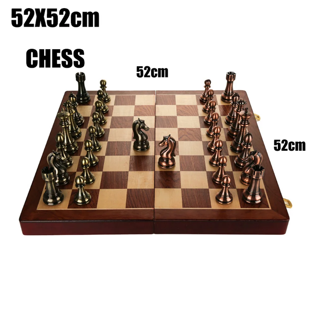 52x52cm High Grade Luxury Wooden Chess Board Games Bronze Metal Chess Pieces Set Folding Family Board For Children Checkerboard
52x52cm High Grade Luxury Wooden Chess Board Games Bronze Metal Chess Pieces Set Folding Family Board For Children Checkerboard