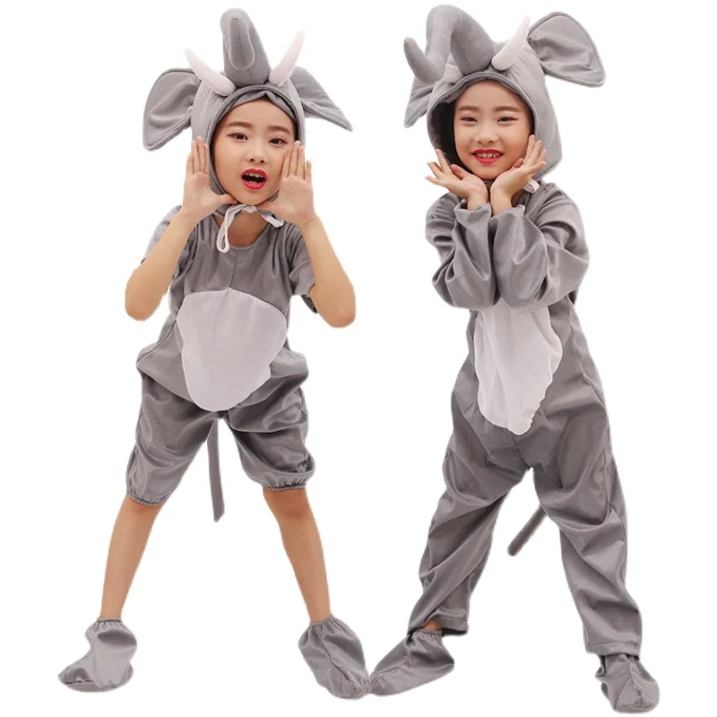 

Gray Elephant Costume For Children Animal Cosplay Outfits Suits School Festival Performance Clothing Halloween Masquerade Party