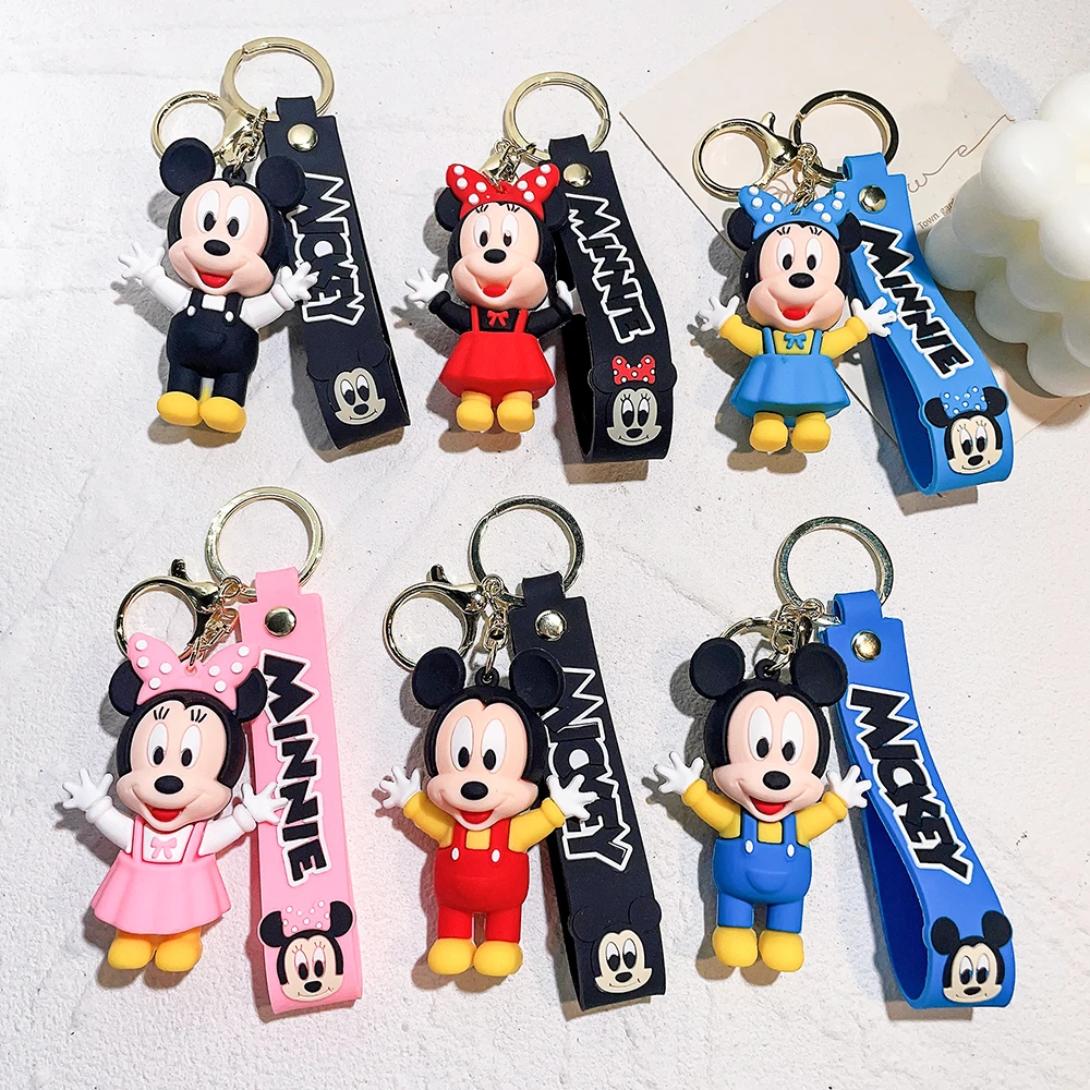 

Anime Cartoon Mickey Mouse Minnie Figure Keychains Donald Duck Piglet Key Chain Model Kid Toy Kawaii Children Gift