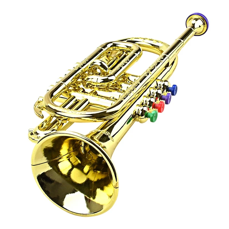 

Труба для детей, ветровые инструменты, ABS Золотая Труба с 4 цветными ключами для детей