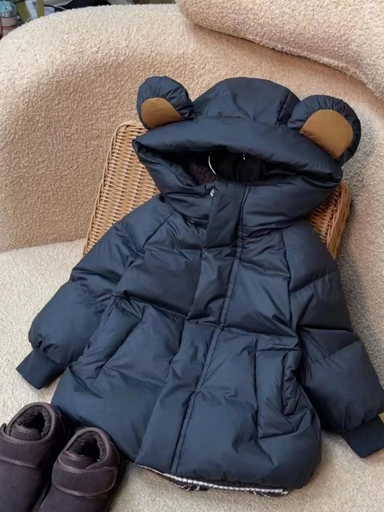 

Зимняя хлопковая куртка для девочек и мальчиков, утепленная хлопковая куртка средней длины, пуховик, Детское пальто, детская пуховая куртка с подкладкой