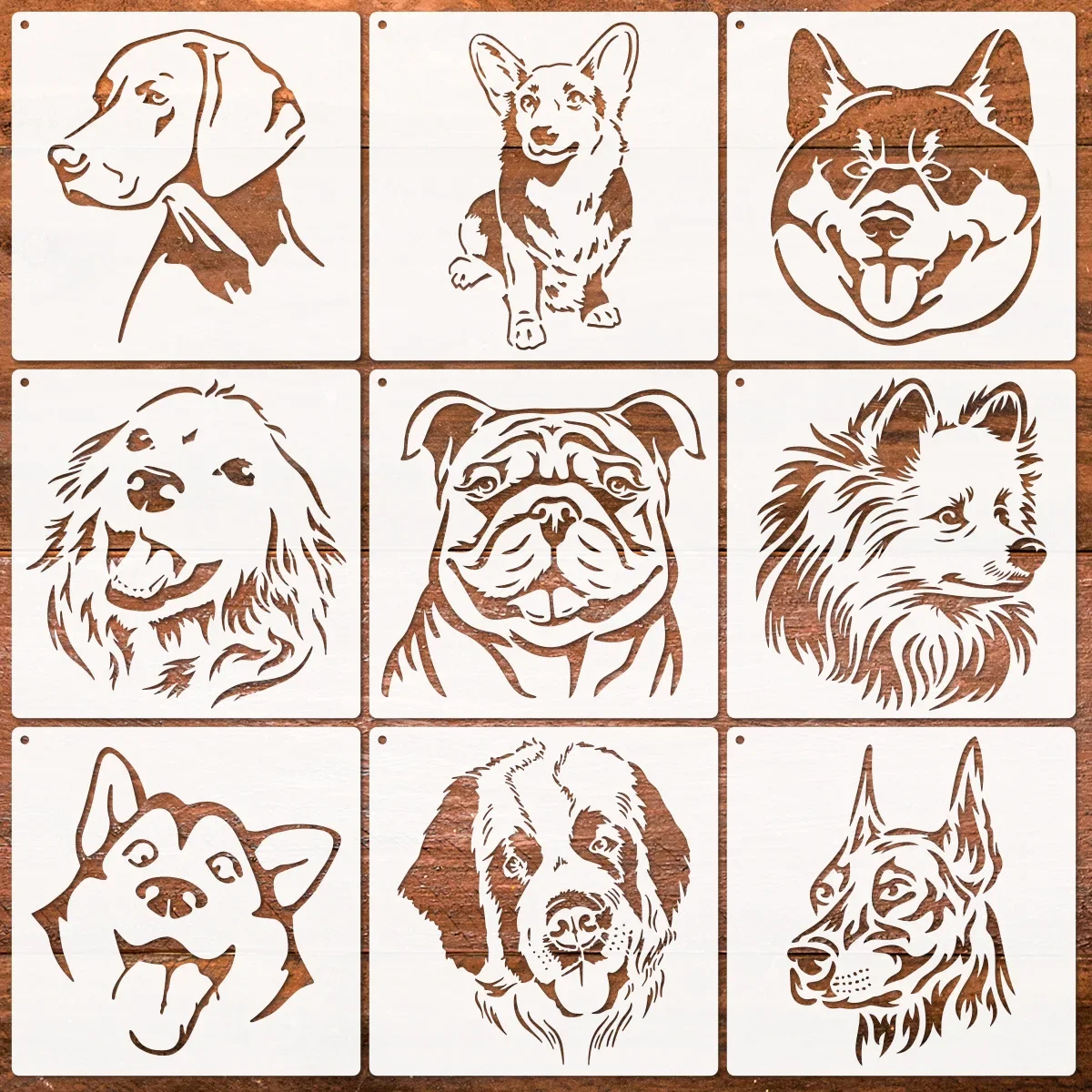 9Pcs/Set 20cm Cute Pet Dog Head DIY Layering Stencils Painting Scrapbook Coloring Embossing Album Decorative Template
9Pcs/Set 20cm Cute Pet Dog Head DIY Layering Stencils Painting Scrapbook Coloring Embossing Album Decorative Template