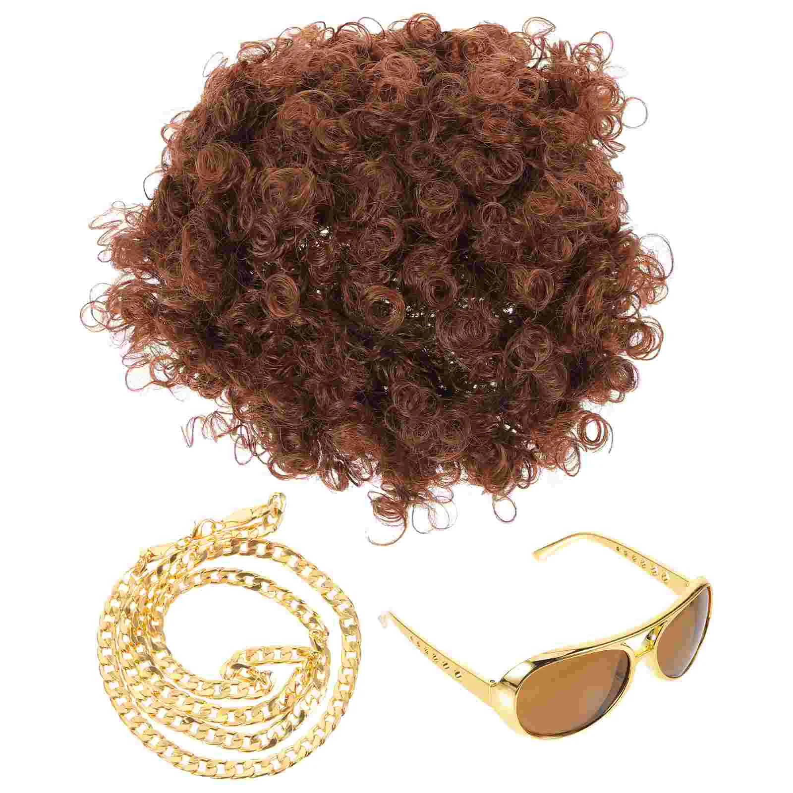 

1 Set Disco Fake Gold Necklace Sunglasses Gold Neck Chain 70s Disco Party Costume Prop Random Style