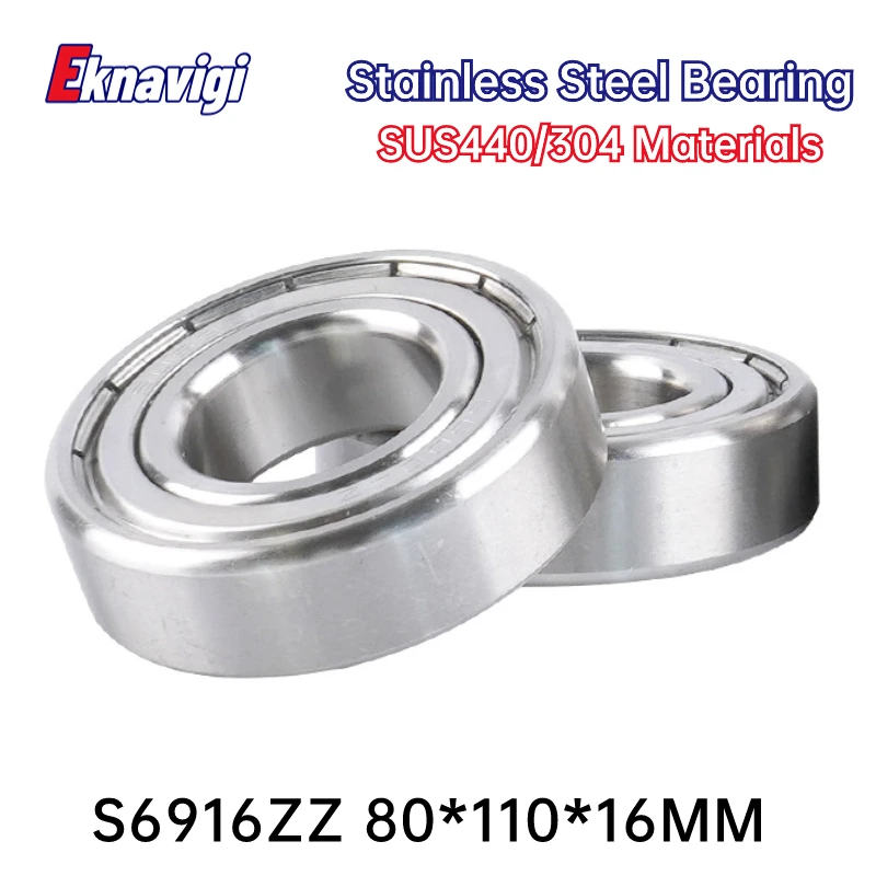 

1PCS Micro Bearing 440 Stainless Steel Bearing S6916ZZ 80*110*16MM Waterproof And Corrosion Resistant Deep Groove Ball Bearings