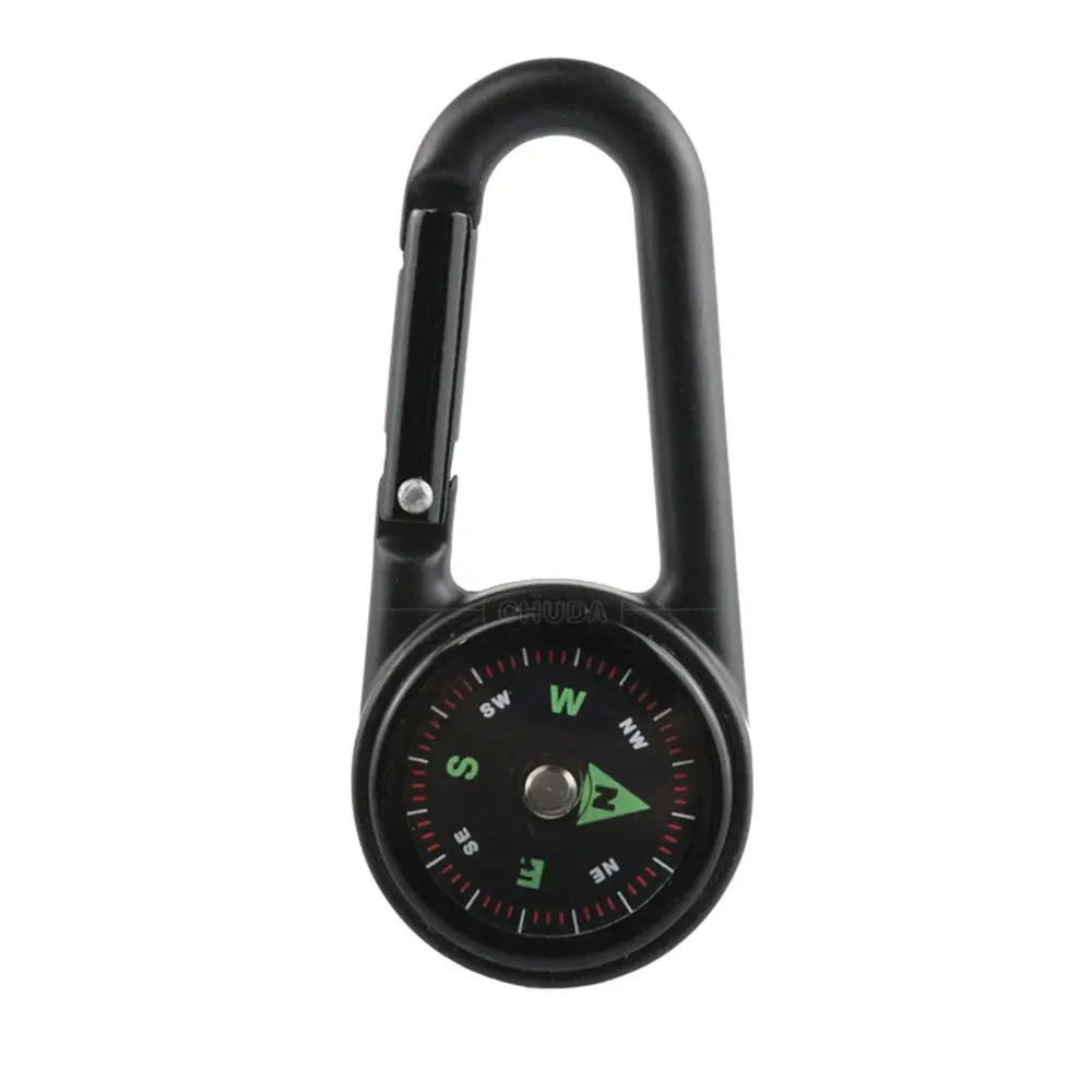 

Car Compass Outdoor Key Ring Tactical Survival Mini Snap Hook 3 in 1 Compass Thermometer Carabiner Double Sided Metal Compasses