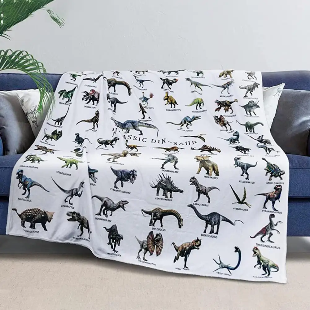 

Sofa Blanket Super Soft Flannel Dinosaur Alphabet Blanket Cozy Sofa Throw for Kids Adults Educational Gift for Dinosaur for Home