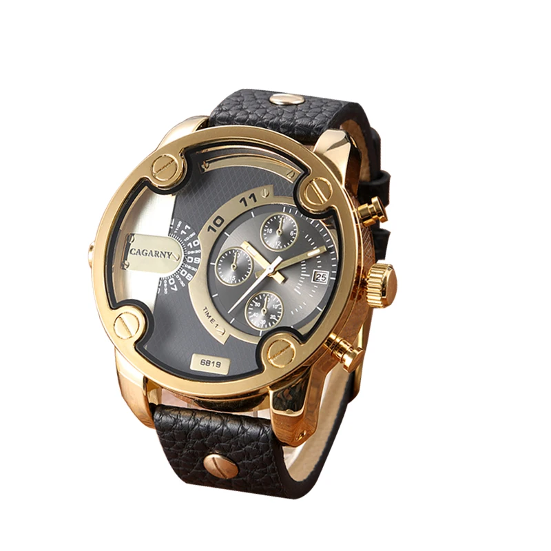 

Luxury Brand Leather Quartz Wristwatch Men Military Relogio Masculino Sport Casual Men's Quartz Watches Cagarny Male Clock 6819