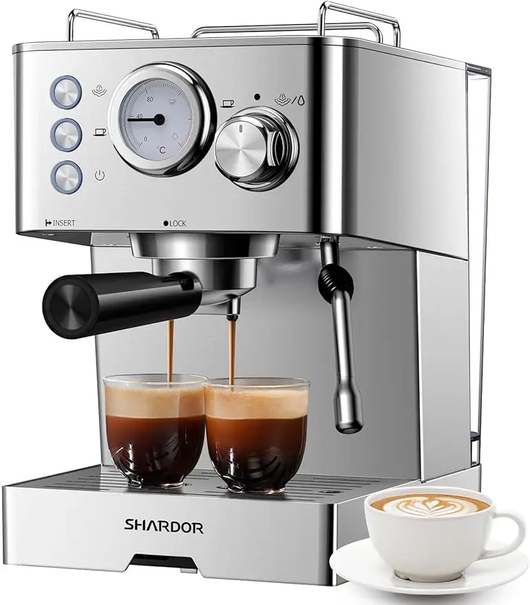 

SHARDOR Espresso Machine,15 Bar Fast Heating Expresso Coffee Machines with Milk Frother, Manual Latte &Cappuccino Maker for Home