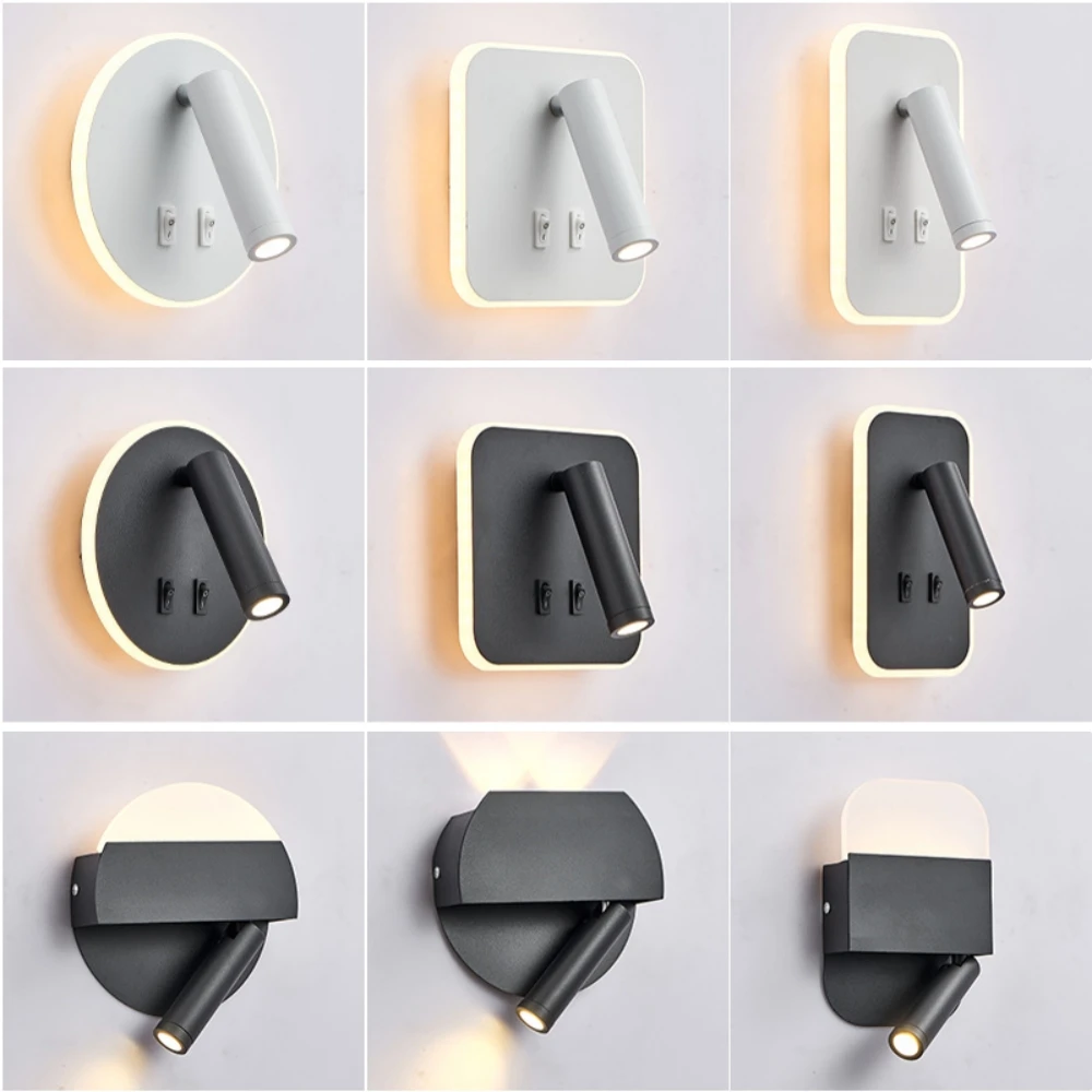 

LED Wall Light Backlight 325° Rotation Adjustable Wall Lamp for Bedroom Bedside Study Sconce Lamp With Switch 3W 6W 8W 9W 10W