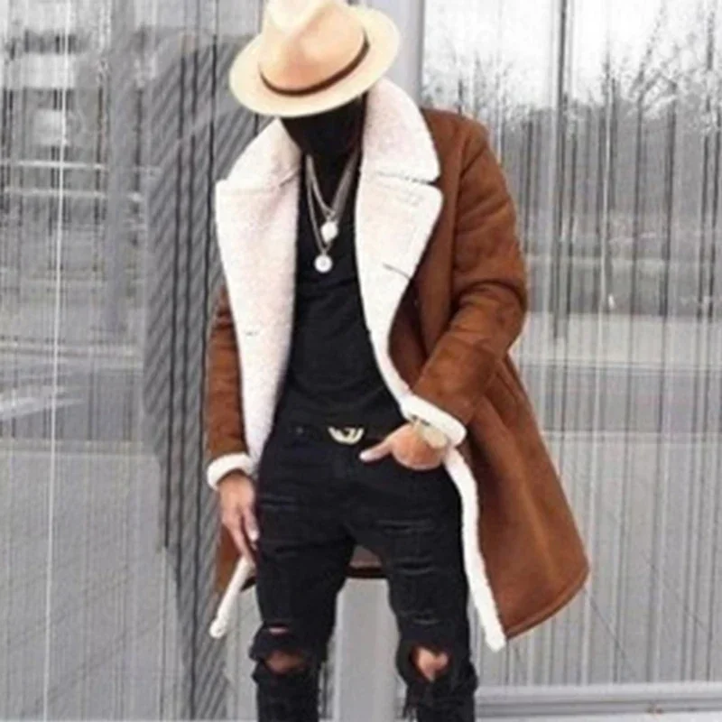 

Новое мужское осенне-зимнее плотное пальто средней длины, теплое пальто, модная мужская уличная одежда, мужское повседневное пальто
