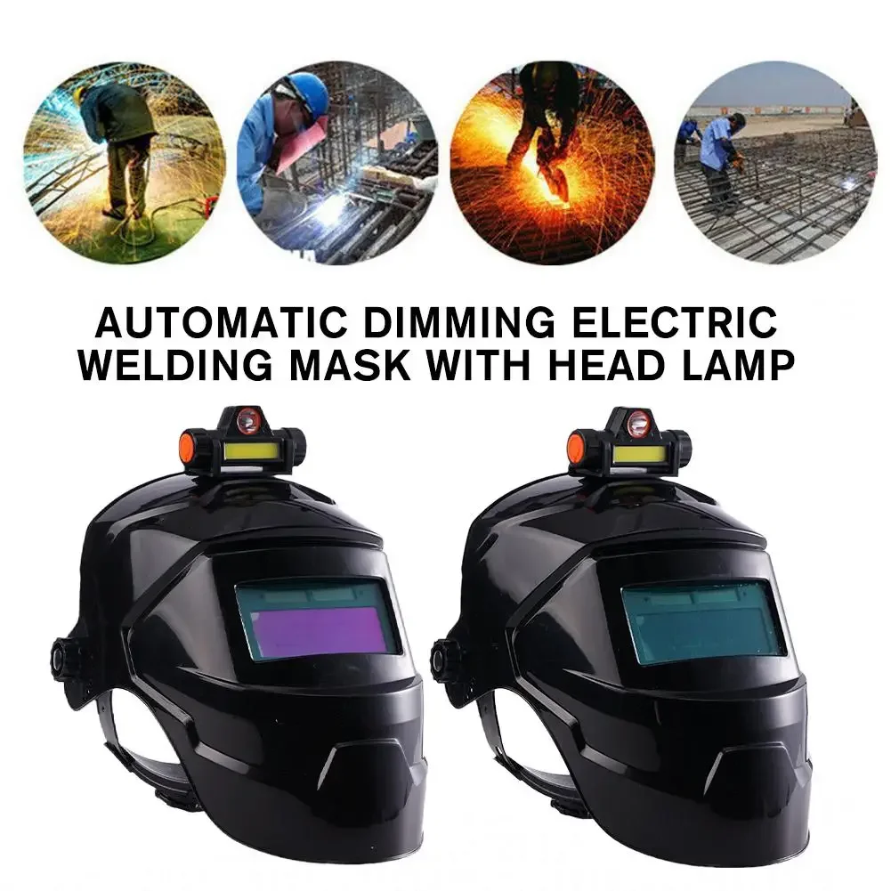 

With For Weld Automatic Rechargeable Welding Arc Electric Mask Headlight Cut Grind Dimming Helmet Welder Process