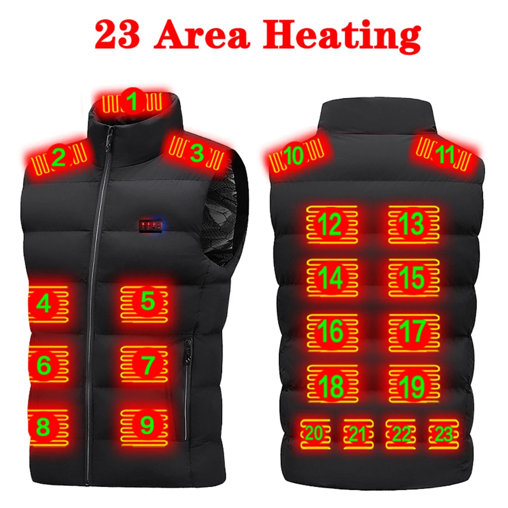 

Unisex Electric Heating Gilet Lightweight Electric Thermal Body Warmer 23 Heating Zone USB Charging for Cycling Fishing