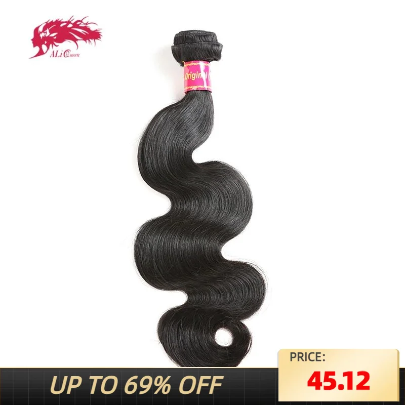 

Brazilian Body Wave Human Hair Bundles 8"-36" Ali Queen Hair 100% Unprocessed Virgin Hair Extension With Double Drawn Hair Weft