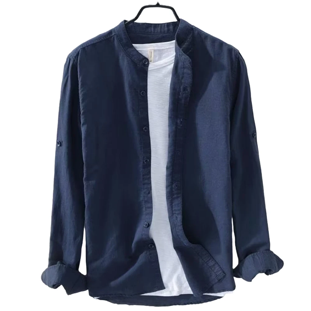 Рубашка мужская стрейчевая, Легкий эластичный однотонный топ с воротником-стойкой, на пуговицах, Повседневная Удобная модная блузка
Рубашка мужская стрейчевая, Легкий эластичный однотонный топ с воротником-стойкой, на пуговицах, Повседневная Удобная модная блузка