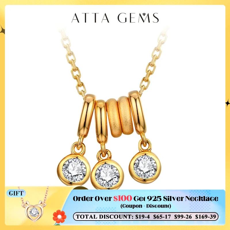 

ATTAGEMS 4.25mm D Color Luxurly Moissanite Necklace for Women Man 925 Sterling Silver Yellow Gold Plated Pendant Anniversary
