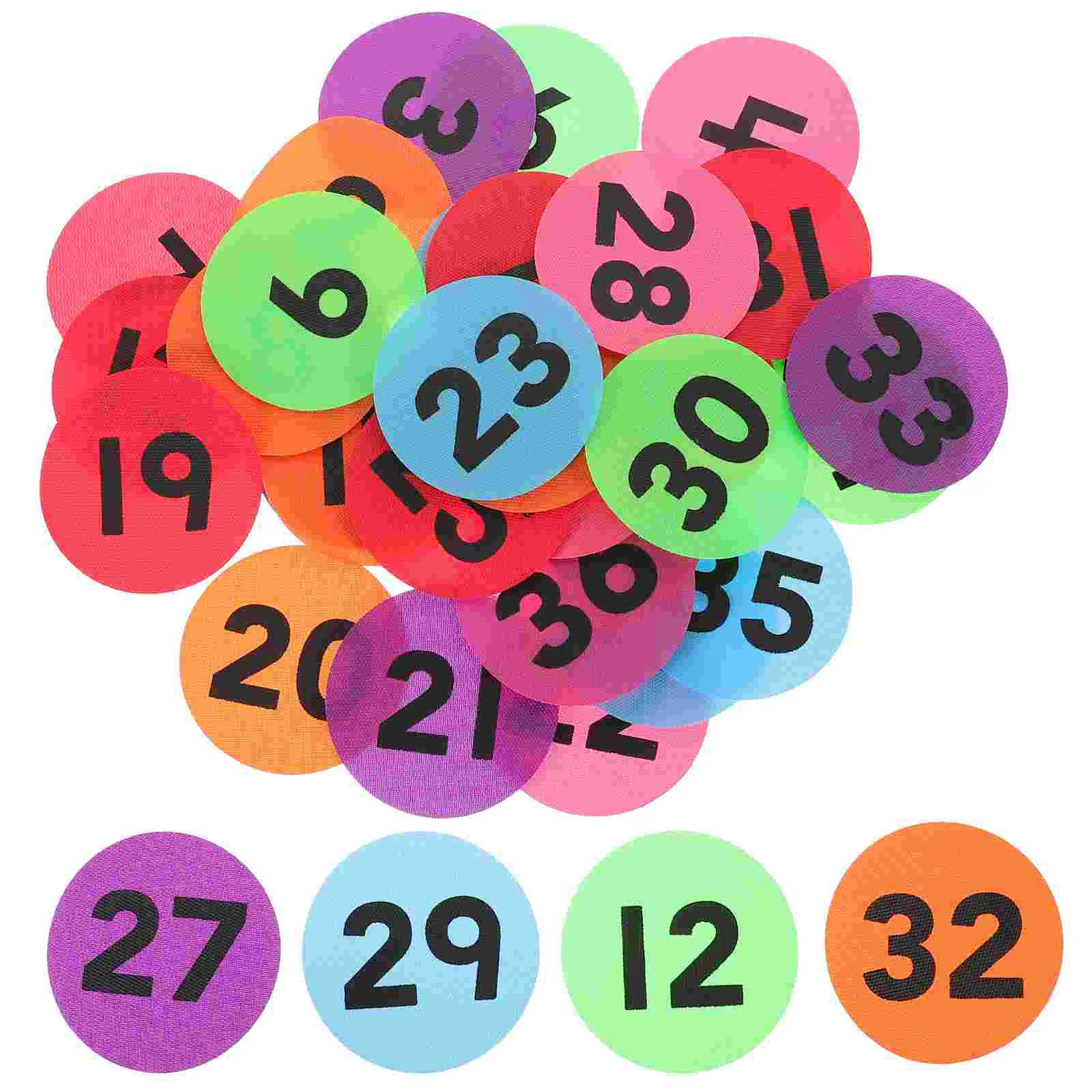 

36 Pcs Carpet Markers Number Stickers for Classroom Round Adhesive Labels Colored Circle Line up Floor Spots