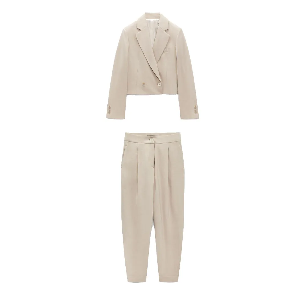 Zach AiIsa new women's fashion lapel long-sleeved short double-breasted suit jacket + high waist pants loose casual trousers 
Zach AiIsa new women's fashion lapel long-sleeved short double-breasted suit jacket + high waist pants loose casual trousers
