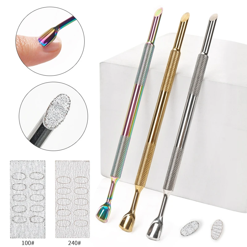 

Double Head Nail Cuticle Pusher Horseshoe Stainless Steel Removing Dead Skin Manicure Tool Polishing Nail Surface Sand Piece
