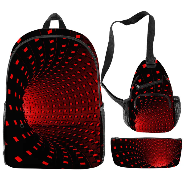 

Hip Hop Popular Funny Tie Dye Spiral Colorful 3D Print 3pcs/Set pupil School Bags Travel Laptop Backpack Chest Bag Pencil Case