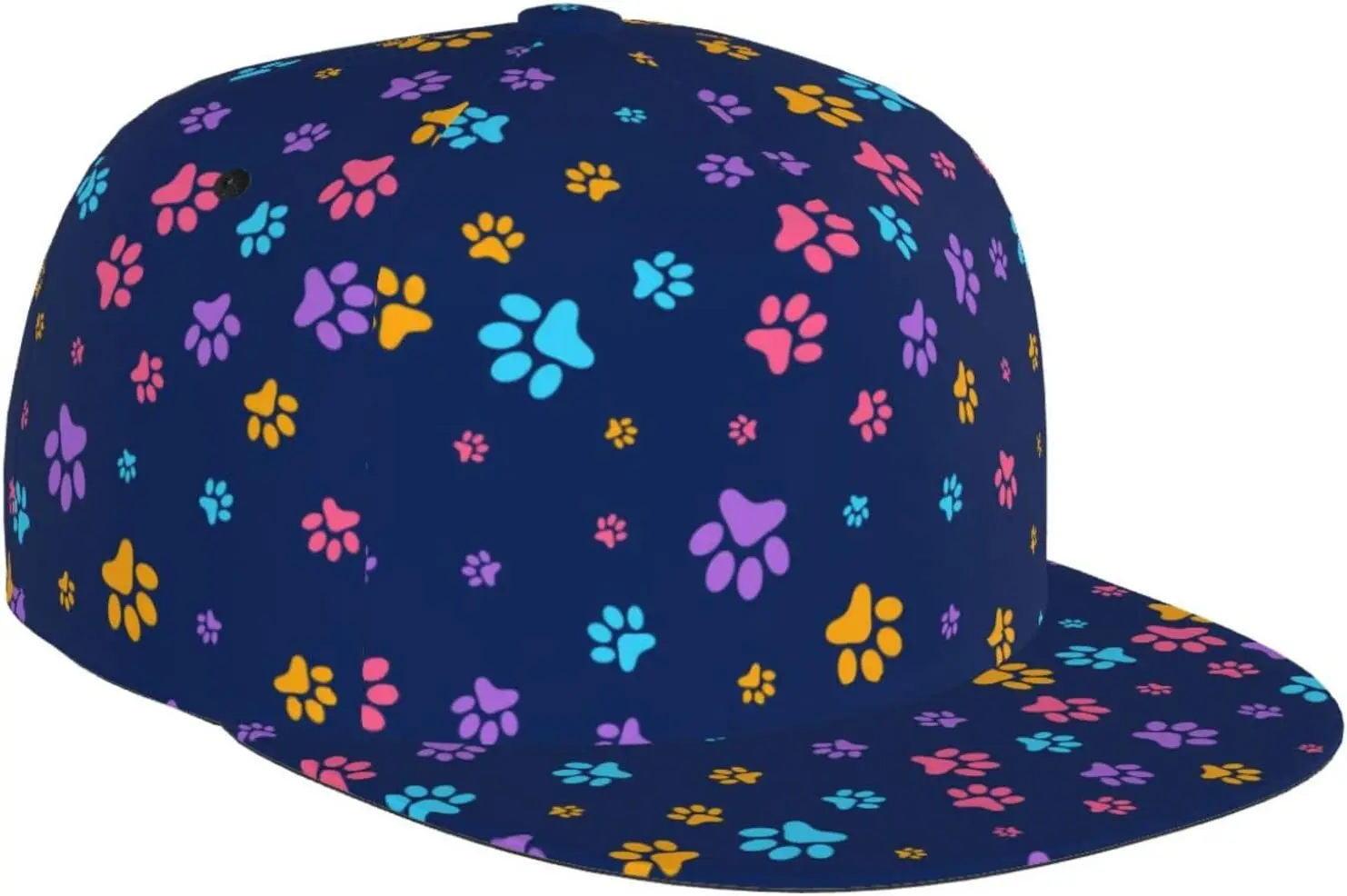 

Animal paw Print Flat Bill Hat, Unisex Snapback Baseball Cap Hip Hop Style Flat Visor Blank Adjustable Black