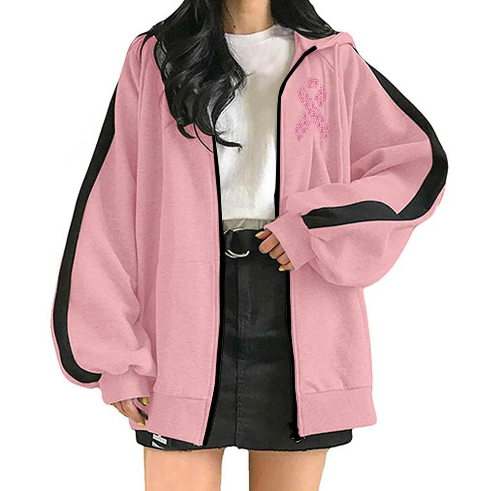 Cool Women Hoodies " Ribbon" Global Breast Cancer Awareness Recognized Logo Hooded Drawstring Pocket Jacket Zip up Jacket
Cool Women Hoodies " Ribbon" Global Breast Cancer Awareness Recognized Logo Hooded Drawstring Pocket Jacket Zip up Jacket