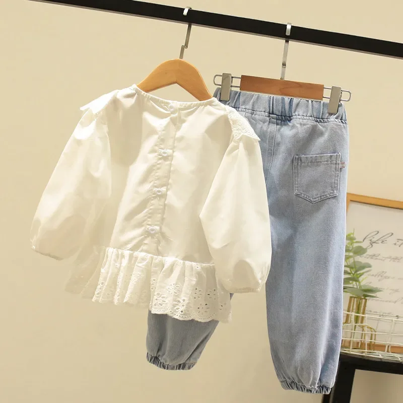 New Autumn Children Girl Clothing Set 2-7Years Toddler Kids Long Sleeve Lace Shirt Tops+Pearl Denim Pant Jeans 2PCS Kids Clothes
New Autumn Children Girl Clothing Set 2-7Years Toddler Kids Long Sleeve Lace Shirt Tops+Pearl Denim Pant Jeans 2PCS Kids Clothes