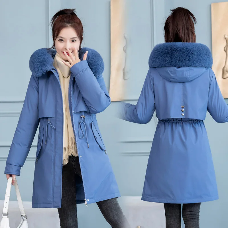 Winter Hooded Fleece Liner Jackets Women Fashion Fur Collar Parkas Big Size 90kg Slim Waist Padded Coat Snow Wear Cotton Ouwear
Winter Hooded Fleece Liner Jackets Women Fashion Fur Collar Parkas Big Size 90kg Slim Waist Padded Coat Snow Wear Cotton Ouwear