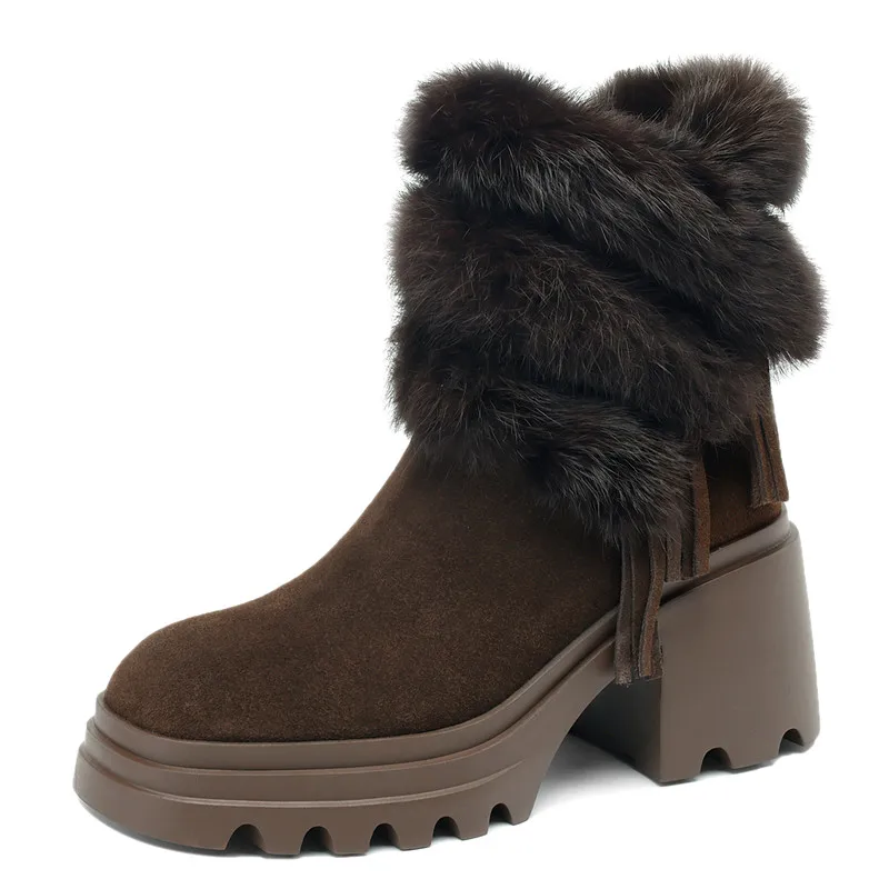 Autumn Winter New Fashion Women's Snow Boots Cow Reversed Fleece High Quality Warm Comfortable Thick Sole High Heel Short Boots
Autumn Winter New Fashion Women's Snow Boots Cow Reversed Fleece High Quality Warm Comfortable Thick Sole High Heel Short Boots