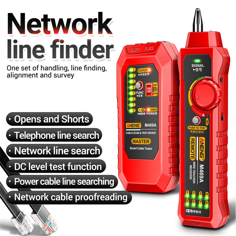 ANENG Network Cable Finder RJ45 RJ11 Cable Tracker Anti-Interference Break Point Network Ethernet Line Finder with Earphone
ANENG Network Cable Finder RJ45 RJ11 Cable Tracker Anti-Interference Break Point Network Ethernet Line Finder with Earphone