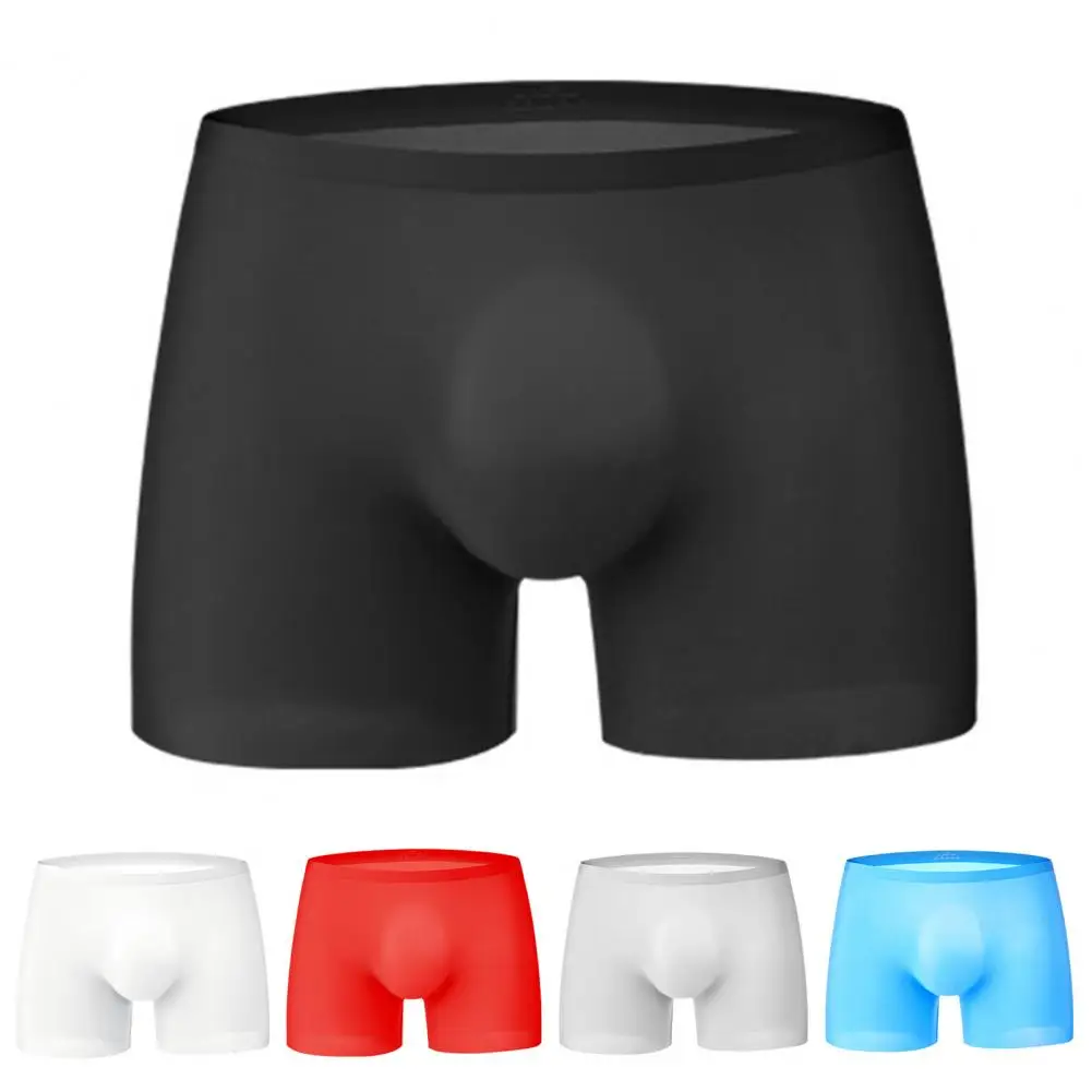 

Men Ice Silk Boxers Ultra-thin Breathable Men's Boxer Shorts Seamless Ice Silk Underwear with U Convex Design High Elasticity