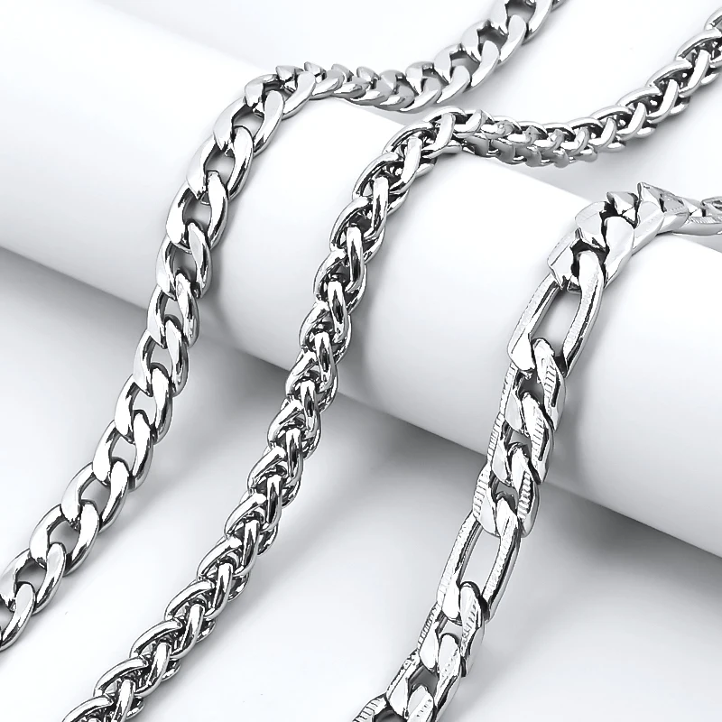 

Fashion Sliver Color Basic Stainless Steel Necklace for Men Women Cuban Link Chain Chokers Vintage Jewelry Accessories Choker