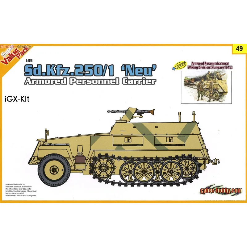 

DRAGON 9149 1/35 German SdKfz 250/1 NEU Half Tracked Armored Vehicle Military Hobby Toy Plastic Model Building Assembly Kit Gift