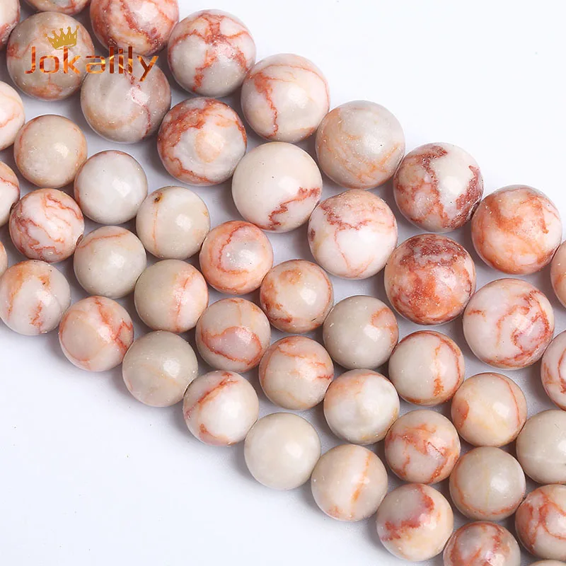 

Natural Stone Red White Picasso Jaspers Beads Round Loose Beads for Jewelry Making DIY Bracelet 4/6/8/10/12mm 15" Inch Wholesale