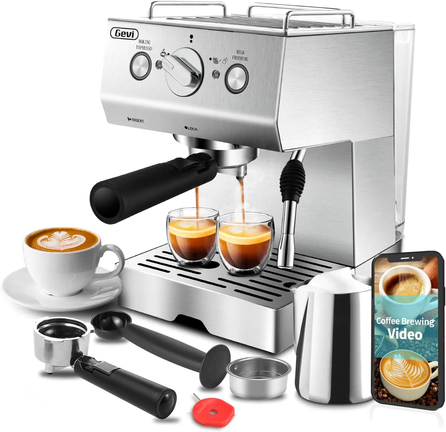 Machines 15 with Adjustable Milk Frother Wand Expresso Coffee Machine for Cappuccino, Latte, Mocha, Machiato, 1.5L Removable Wa
Machines 15 with Adjustable Milk Frother Wand Expresso Coffee Machine for Cappuccino, Latte, Mocha, Machiato, 1.5L Removable Wa